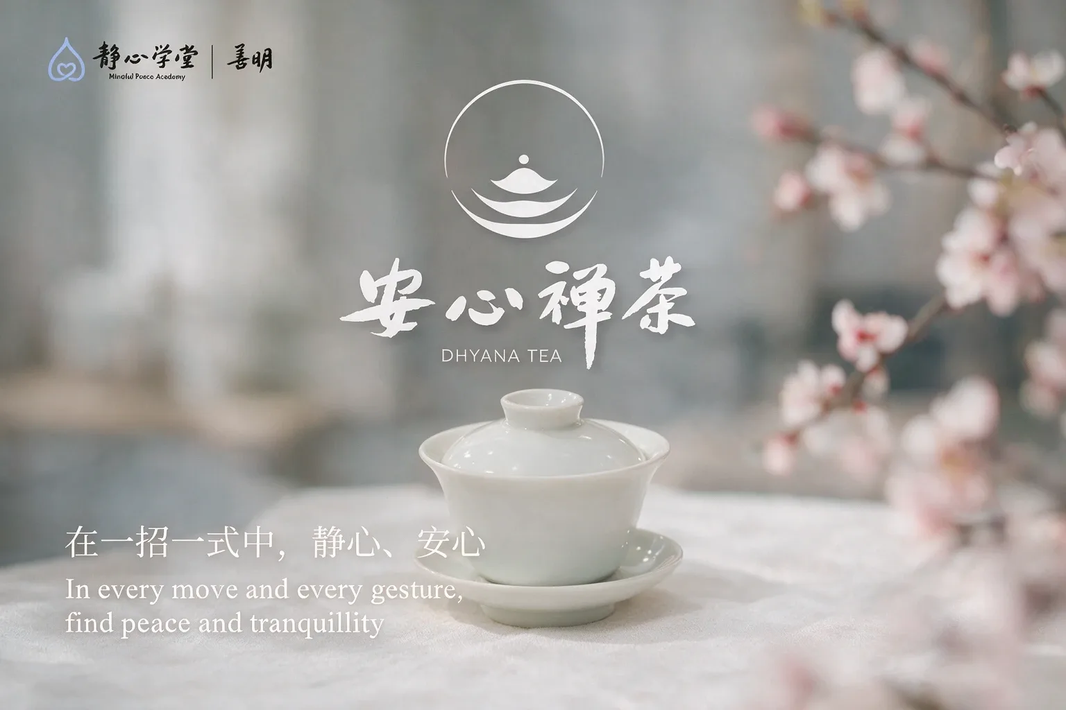禅茶仪式宣传海报,展示茶杯与涟漪图案,文字介绍8月27日活动详情